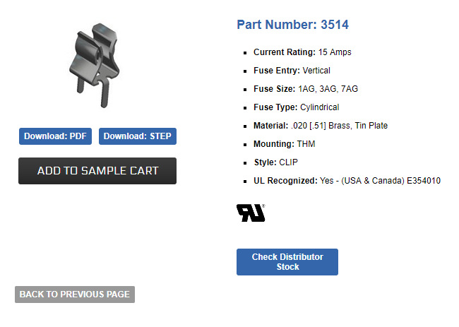 KEYSTONE ELECTRONICS 3514 易安装模块化汽车叶片式保险丝座