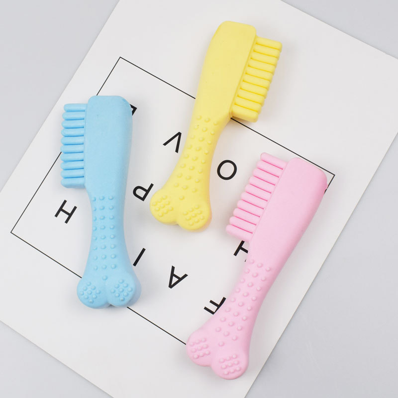 Nuevo color perro molar Limpieza de dientes juguete TPR leche sabor espuma hueso mascota Bola de juguete fábrica al por mayor