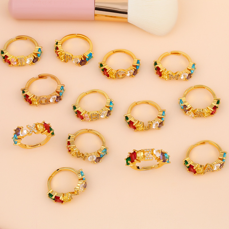 12g Weight 18K Gold Plated Plating Material Artificial Gemstones Inlay Material Birthday Occasion Copper Material Letter Pattern Women'S Gender Plating Design Fashion Style Fashion Letter Copper 18k Gold Plated Artificial Gemstones In Bulk 30