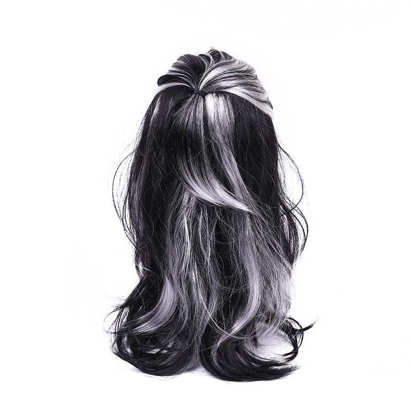 Wholesale of performance props in stock. White and black European and American anime wigs without bangs and with braids on the top of the head can be customized detail image 6