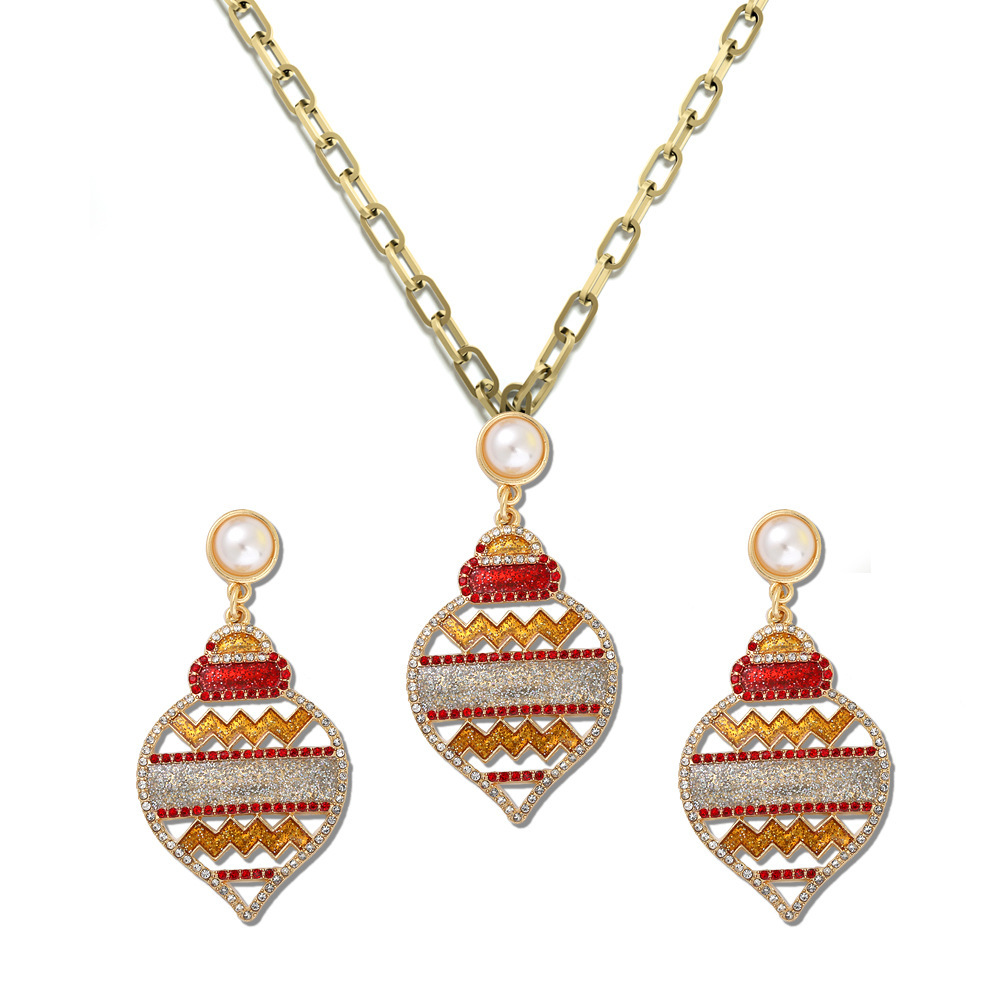New  Color Lantern Earrings Necklace Set display picture 1