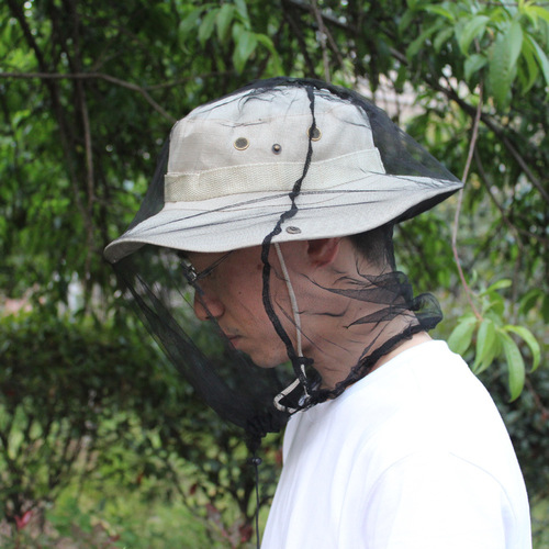 Wild beekeeping anti-flying catkins mesh cover outdoor hiking fishing anti-mosquito hood mosquito net hat fisherman hat cover