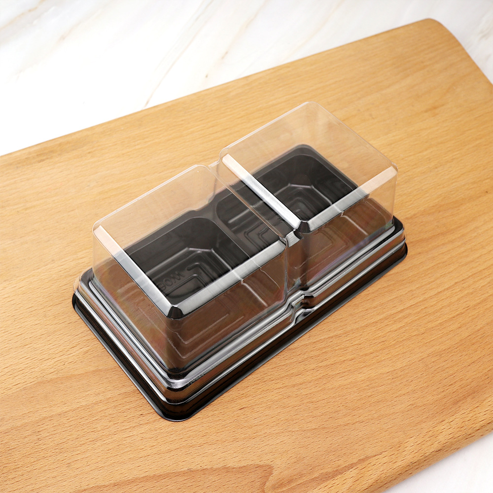 Caja de embalaje de huevo crujiente dos gránulos de nieve niang puff de carne de pino de mariscos de batata caja de plástico para embalaje de pastel y postre image 2