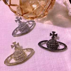 paragraph rhinestone three-dimensional full Saturn brooch three color jewelry accessories