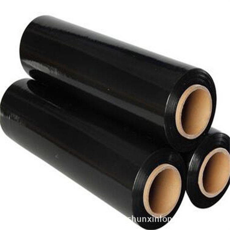 深圳厂家直销黑色拉伸膜 PE缠绕膜 围膜 拉伸膜45CM 50CM宽度加宽