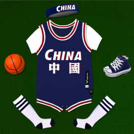 2023夏季新款宝宝哈衣婴儿短袖连体衣篮球爬服男女宝三角短爬服棉