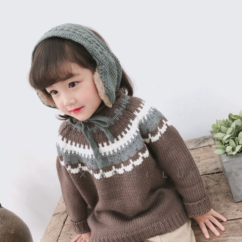 the republic of korea Same item Plush personality Twist Bandage children Hair band Earmuff Versatile baby Wool scarf Collar