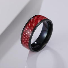 Cross-border factory direct sale 8mm wide color-blocking men's titanium steel ring Spotted trendy accessories wholesale JWR861
