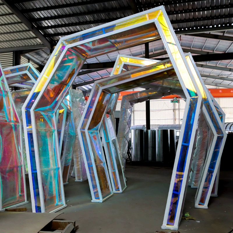 Прозрачная акриловая Арка Лазерная пленка реквизит для смены цвета акриловый световой туннель светодиодная светящаяся Геометрическая арка