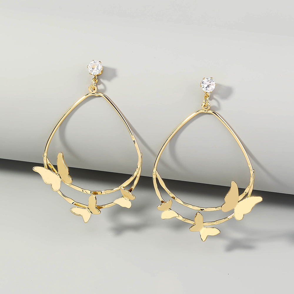Hot-selling Fashion New Double-layer Drop-shaped Multiple Butterfly Earrings display picture 1