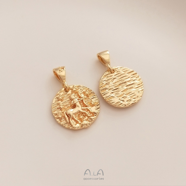 7g Weight Pendant Jewelry Making Type Diameter 13mm Jewelry Making Size 14K Gold Plated Plating Material DIY Jewelry Accessories Classification 1 Piece Quantity Copper Material Constellation Pattern Simple Style Style 1 Piece Diameter 13mm Copper 14K Gold Plated Constellation Pendant 10
