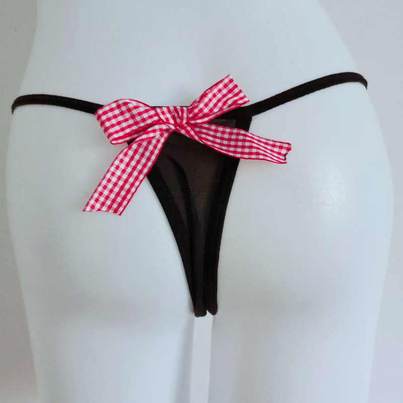 Small playful back bow mini bikini thong cute girl sexy underwear gift