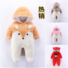 Baby jumpsuits autumn and winter thickened newborn clothes for men and women 0-1 years old autumn and winter clothes for outings 3