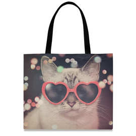 定制猫咪图案防水购物袋大容量单肩包女超市购物袋批发礼品手提袋
