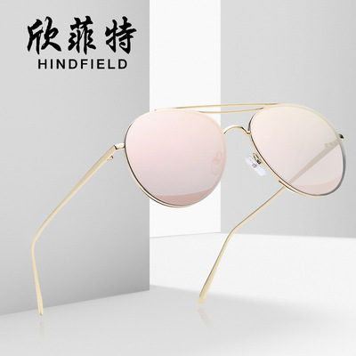 新款太阳镜时尚海洋片墨镜 韩版彩膜太阳眼镜 金属潮款眼镜批发|ru