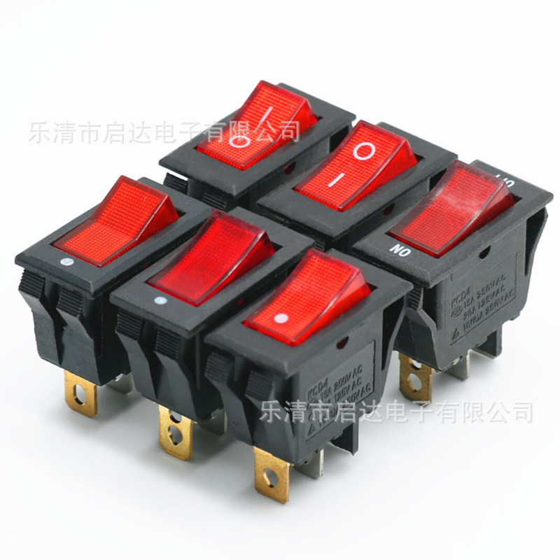 供应船型开关KCD3双耳朵 带隔板 带灯16x32MM船型翘板开关