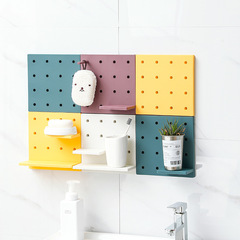 No-punch household hole board wall small storage rack kitchen bathroom shelf wall storage organizer