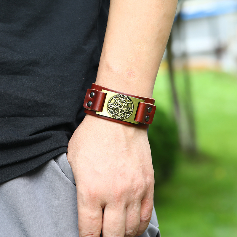 retro tree of life leather bracelet
