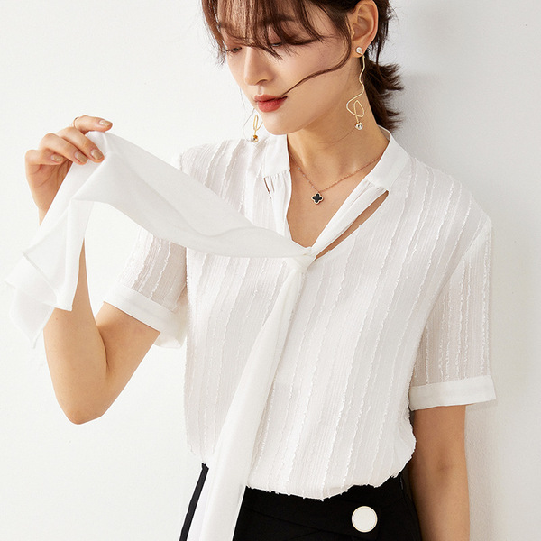 Fashion women’s Strapless Short Sleeve Chiffon shirt temperament top