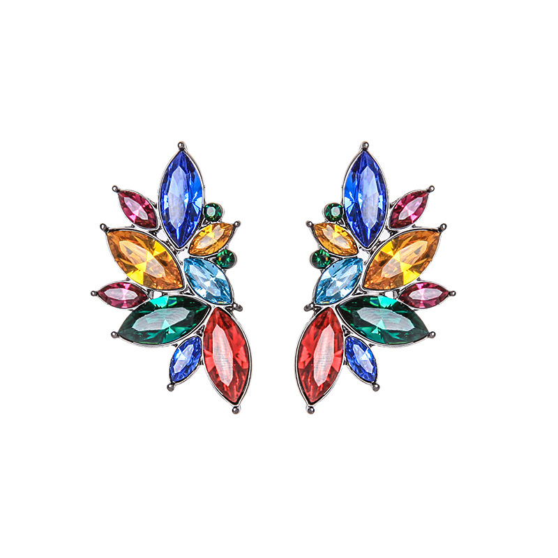 Super Fairy Personality Diamond Earrings S925 Silver Needle Colorful Gemstone Earrings Dinner Wild Flower Earrings Wholesale display picture 4