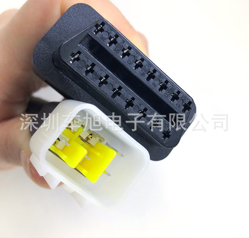 电喷摩托车检测接口转接线德尔福6pin转OBD2 16pin转接线