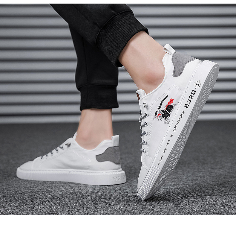 Pantofi sport bărbați de primăvară, respirabili, albi, la modă, din pânză, versatili, casual_voghion.com