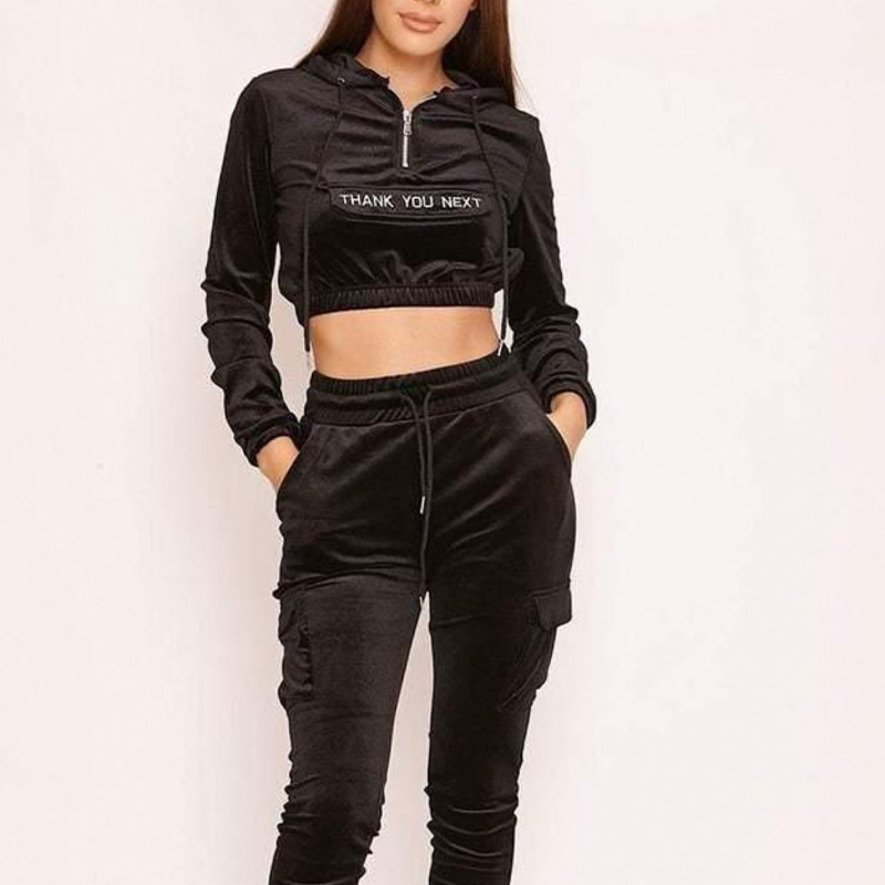 cropped hooded letter printed suede sweatshirt NSMEI55096