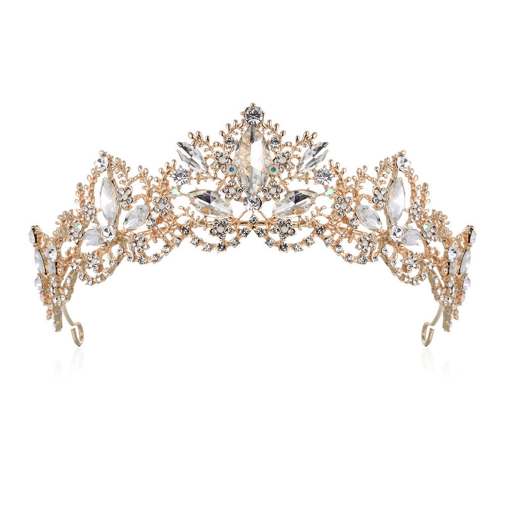 105g Weight Crown Hair Accessories Type Crystal Inlay Material 1 Piece Quantity Daily, Party Occasion Alloy Material Crown Pattern Women's Gender Hollow Out, Inlay Design Shiny, IG Style Style Women's IG Style Shiny Crown Alloy Hollow Out Inlay Crystal Crown 无