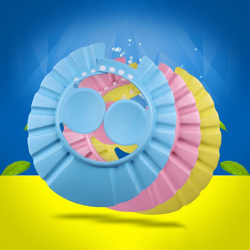 儿童理发防水洗澡加厚浴帽可调节  洗发帽带护耳婴幼儿一件代发|ms