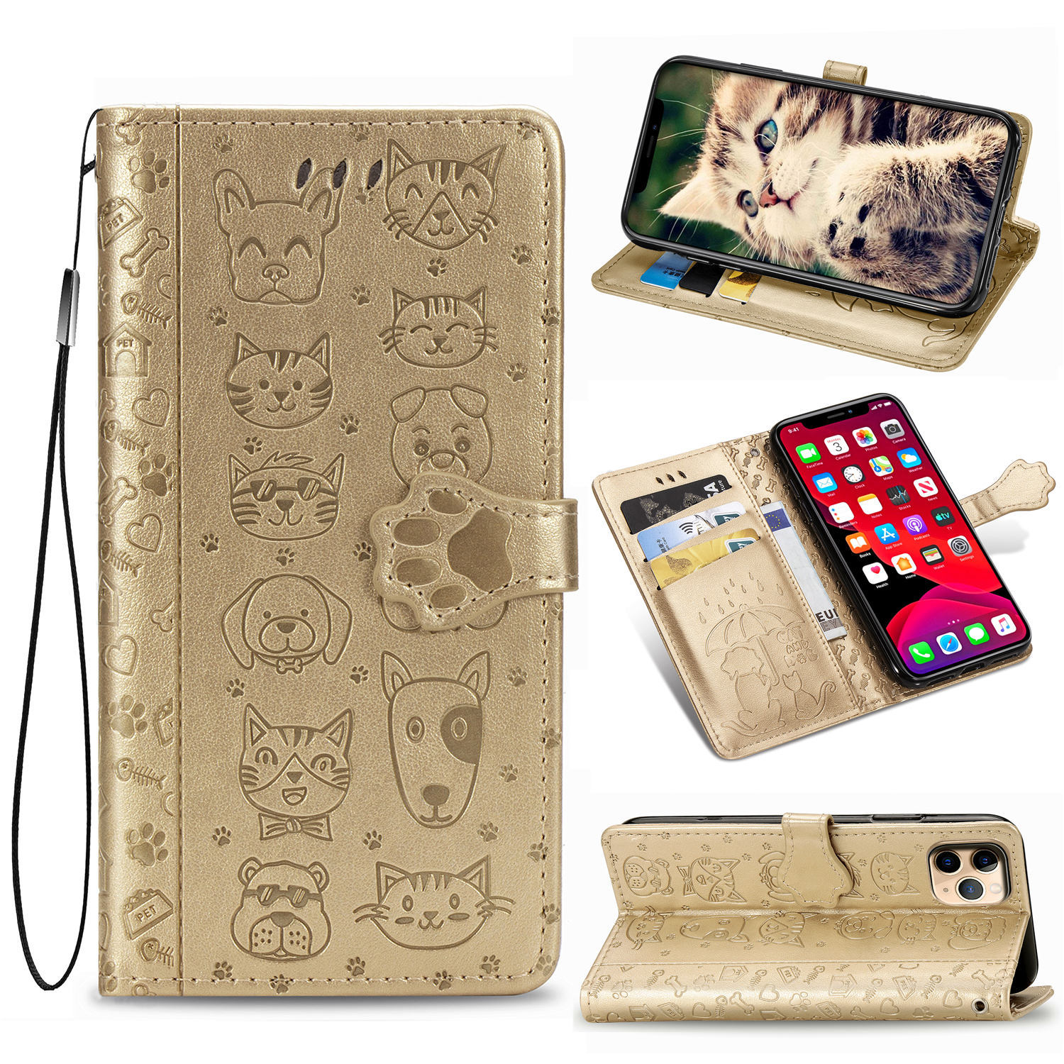 Embossed Leather Phone Case Wallet Card Holder For Iphone_voghion.com