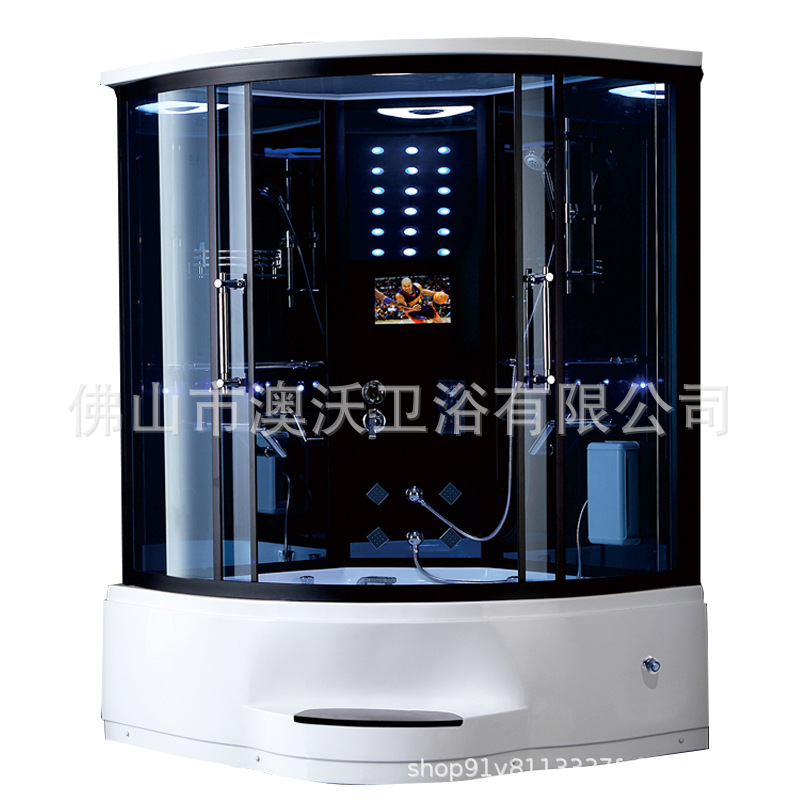 1,18 M sola ducha de vapor cuarto de baño acrílico lavabo inferior Arco en forma de abanico cuarto de baño con bañera