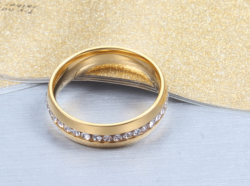 Simple Style Geometric Titanium Steel Rings Inlay Zircon Stainless Steel Rings