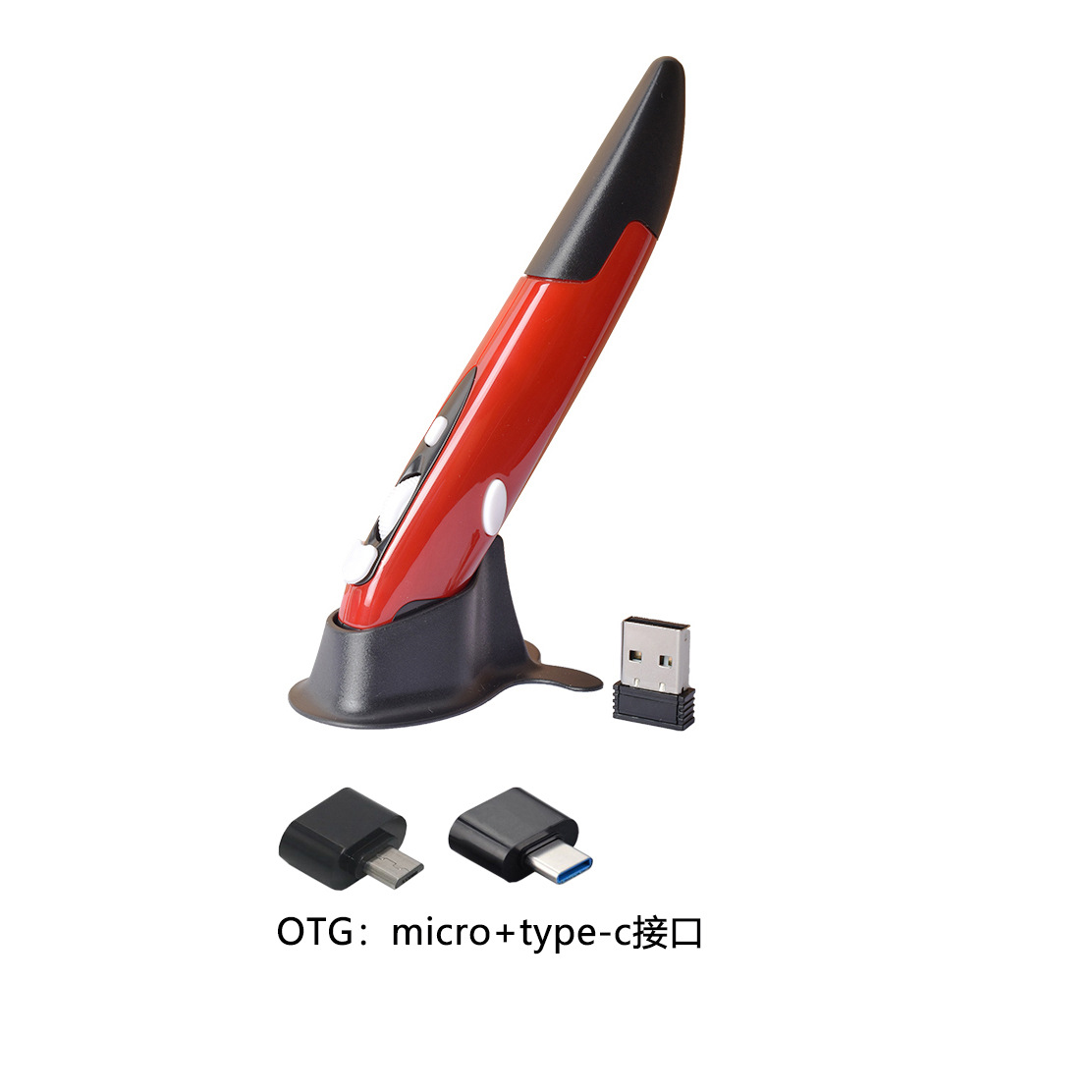 2,4g pluma de ratón inalámbrico personalizado creativo vertical en forma de bolígrafo ratón de ordenador lápiz óptico regalo precio de fábrica