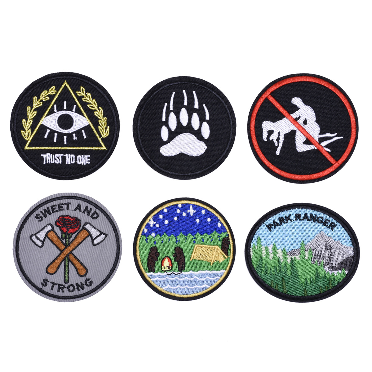 电脑绣花布贴圆形徽章背胶补丁 patch 鞋帽箱包服装辅料电商货源