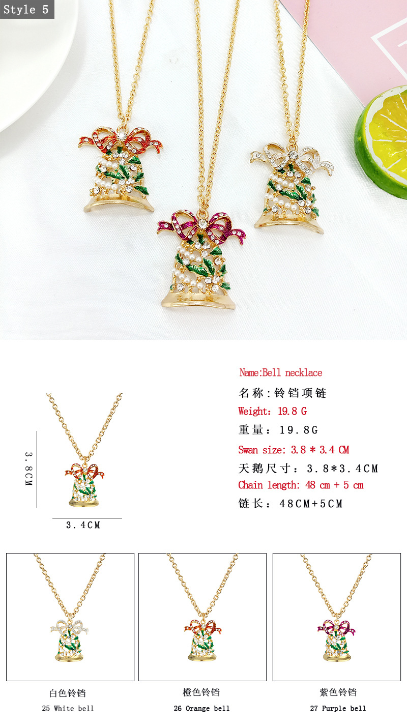 Simple fashion  rhinestone alloy fruit Christmas series necklace