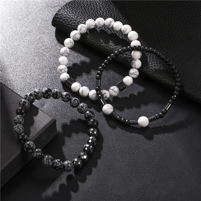 New Fashion Natural Stone Simple Elastic Bracelet Set Wholesale display picture 7