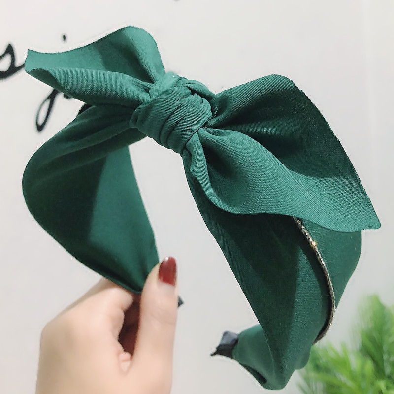 Korean Bow Creative High-end Hair Accessories Korean Rhinestone Headband Wide Edge Non-slip Fabric Hair Hoop Women display picture 6