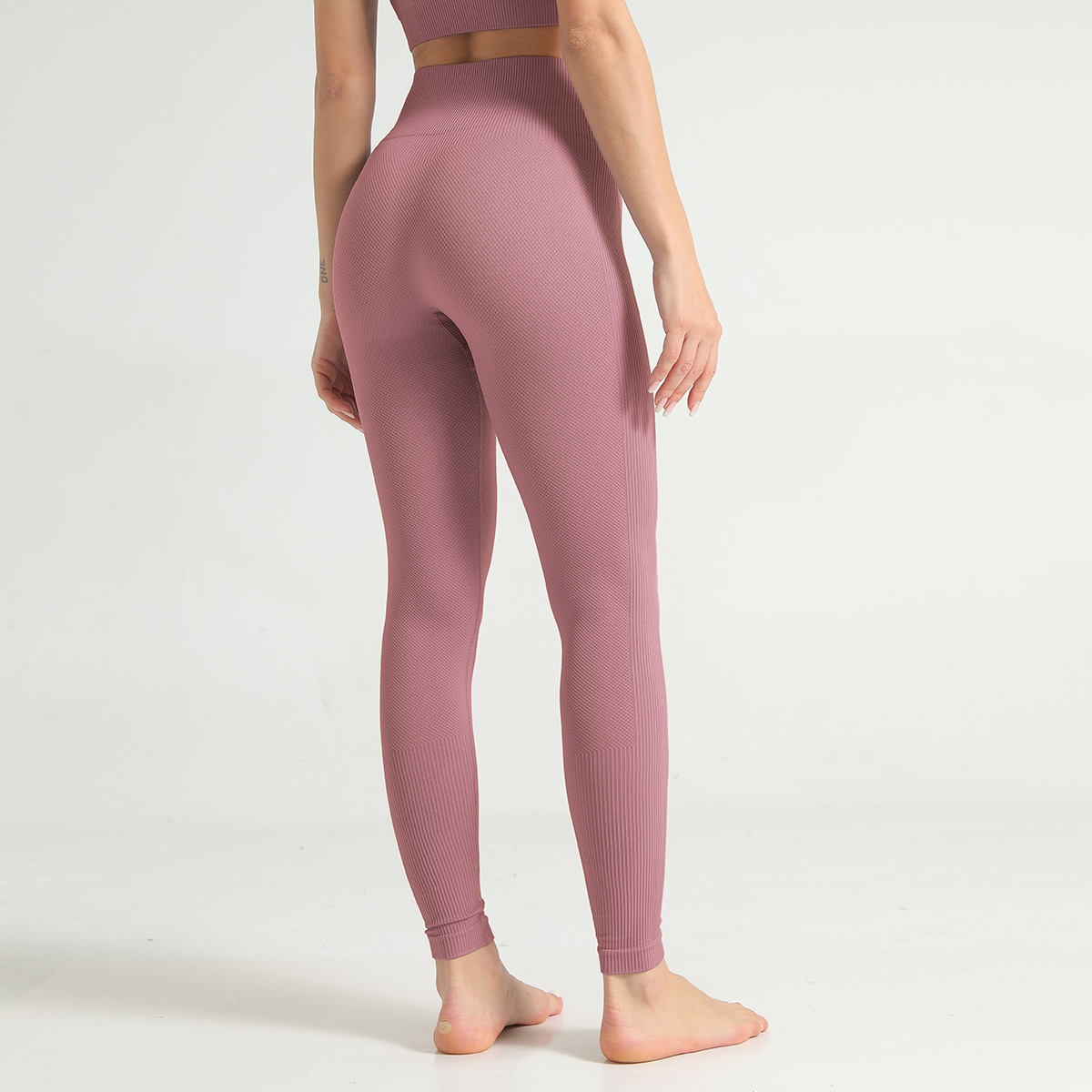 pantalones de yoga que absorben la humedad a rayas de color sólido sin costuras NSNS12222