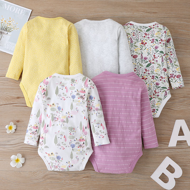 Baby Long-sleeved Spring And Autumn Cartoon Print Baby Romper 5-piece Set display picture 10