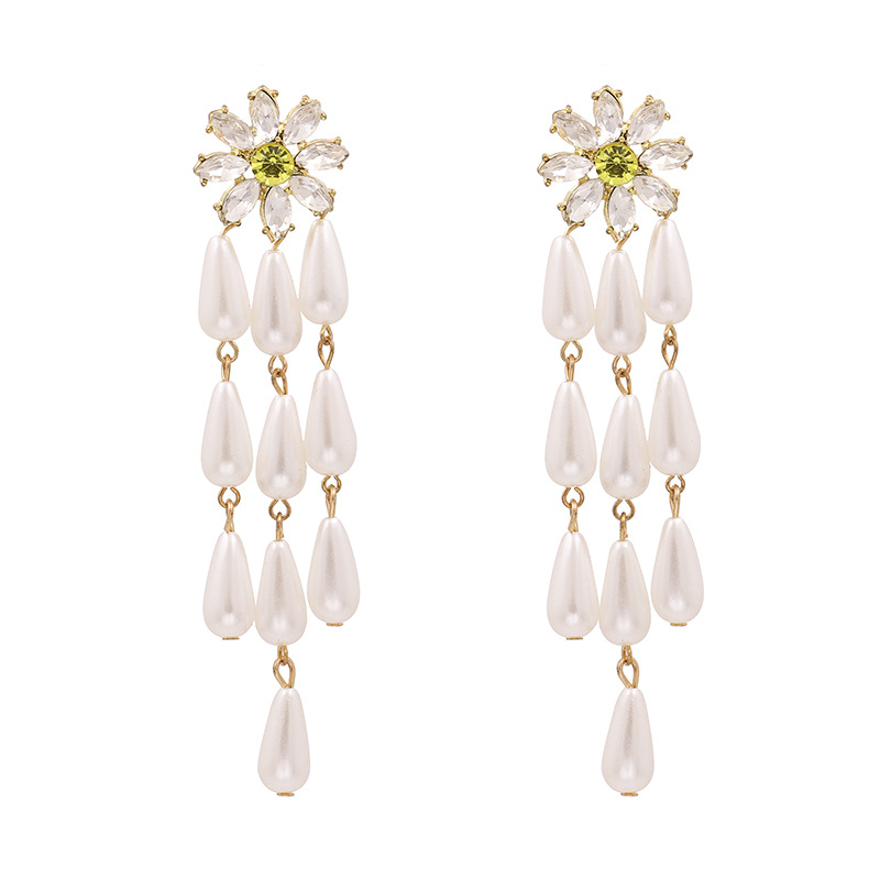 New Fashion Flower Pearl Drop Earrings For Women Wholesale display picture 8