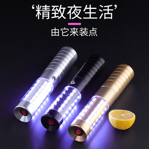 New bar aluminum alloy luminous champagne flash light LED rechargeable wine flash stick decorative champagne hat