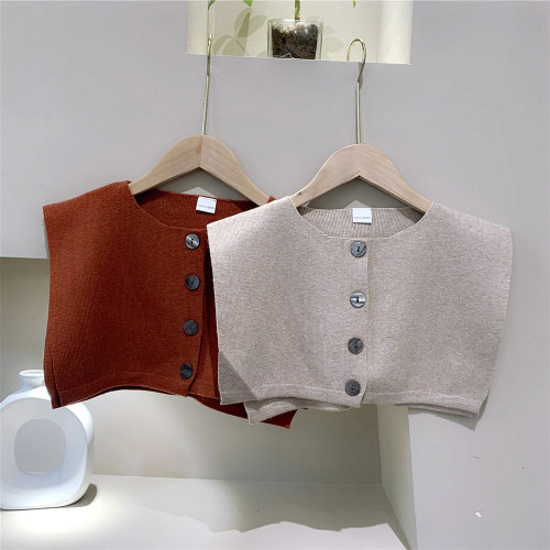 New button knitted waistcoat shawl for women spring, autumn and summer Korean version shoulder wool pullover scarf decoration