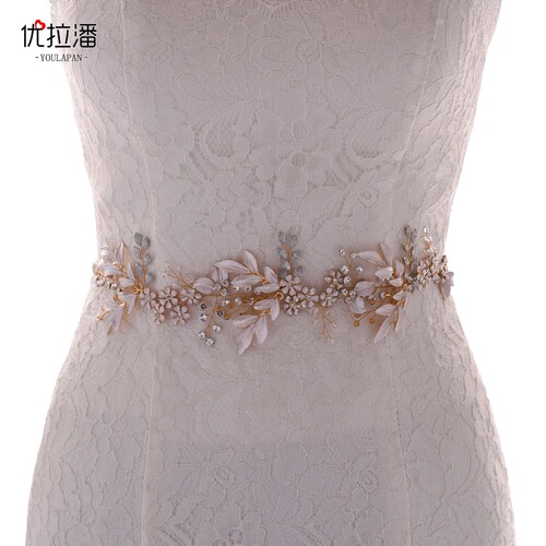 Youlapan foreign trade light luxury alloy flower rhinestone bridal belt wedding dress dress decorative waist SH278