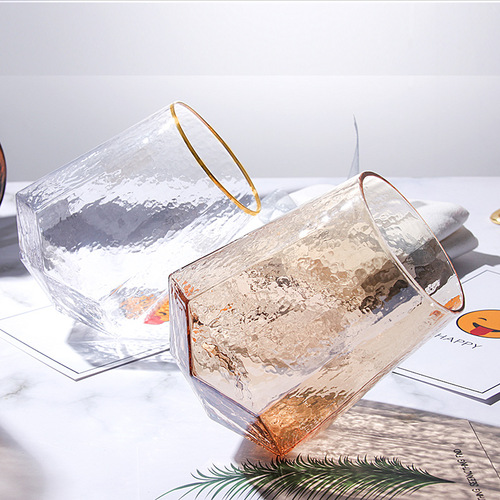 Retro European diamond-shaped hammered red wine glass, champagne glass, crystal glass, goblet, wine glass, dessert wine glass