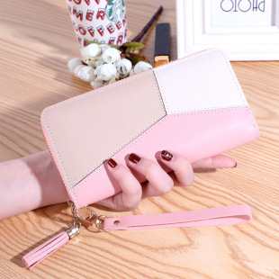 2020 New Women's Long Wallet Korean Style Stitching Zipper Multi-Card Explosive Coin Purse Wallet Card Bag