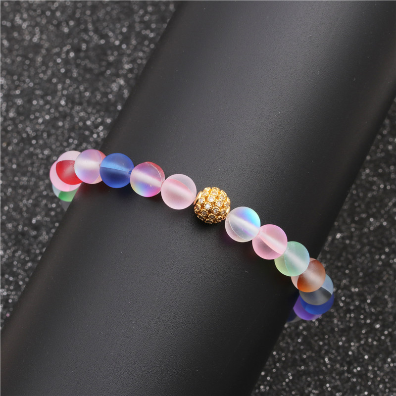 Venta Caliente Moonstone Color Zirconium Diamond Ball Rose Gold Ball Bead Pulsera Diy Pulsera Al Por Mayor Nihaojewelry display picture 3