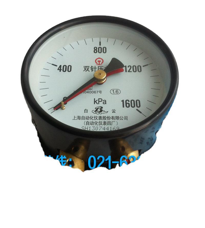供应白云牌- YZS-102 双针双管压力表 铁路专用 上海自动化仪表四