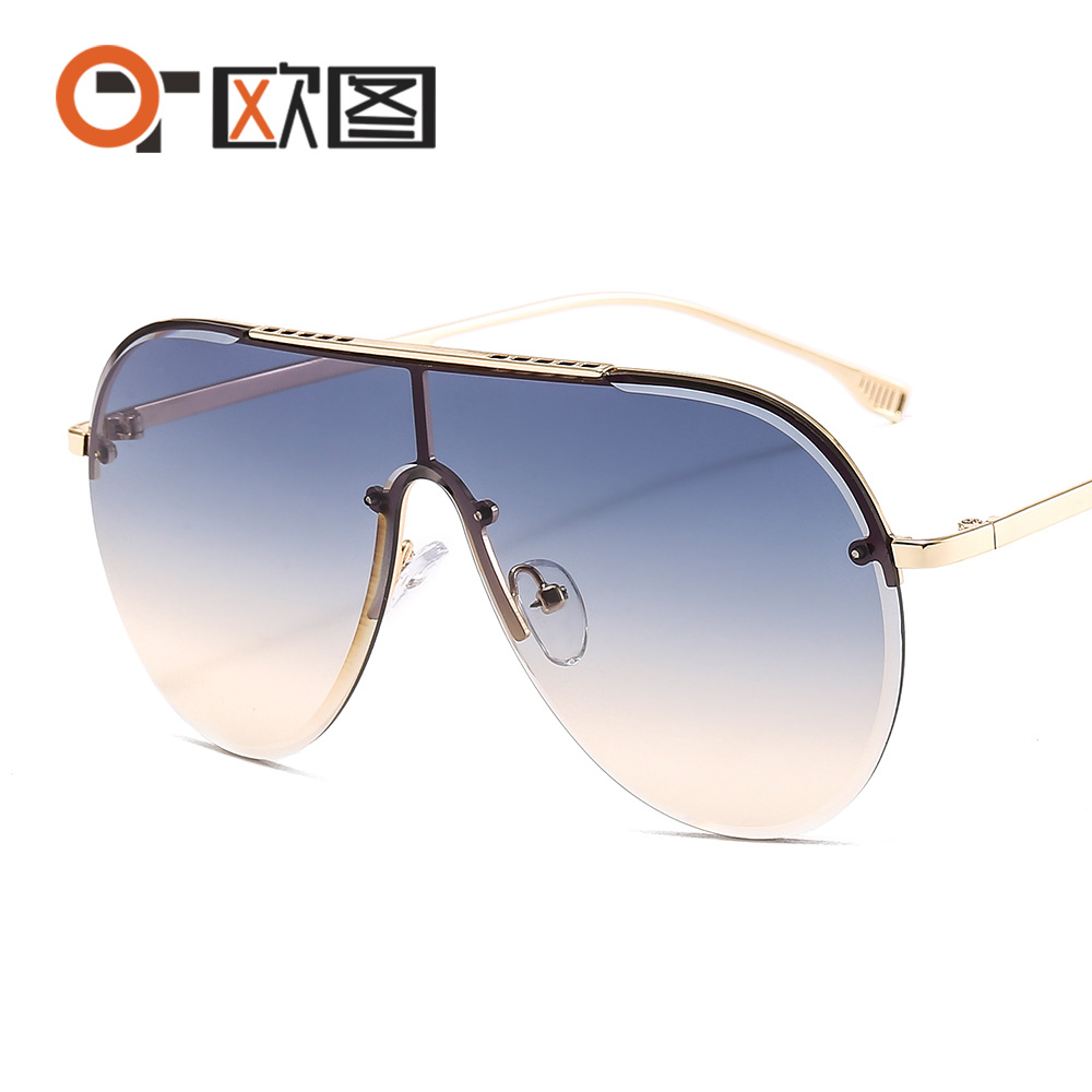 Metal frameless color sunglasses for men and women avant-garde toad glasses with large frame and versatile anti ultraviolet sunglasses 7116