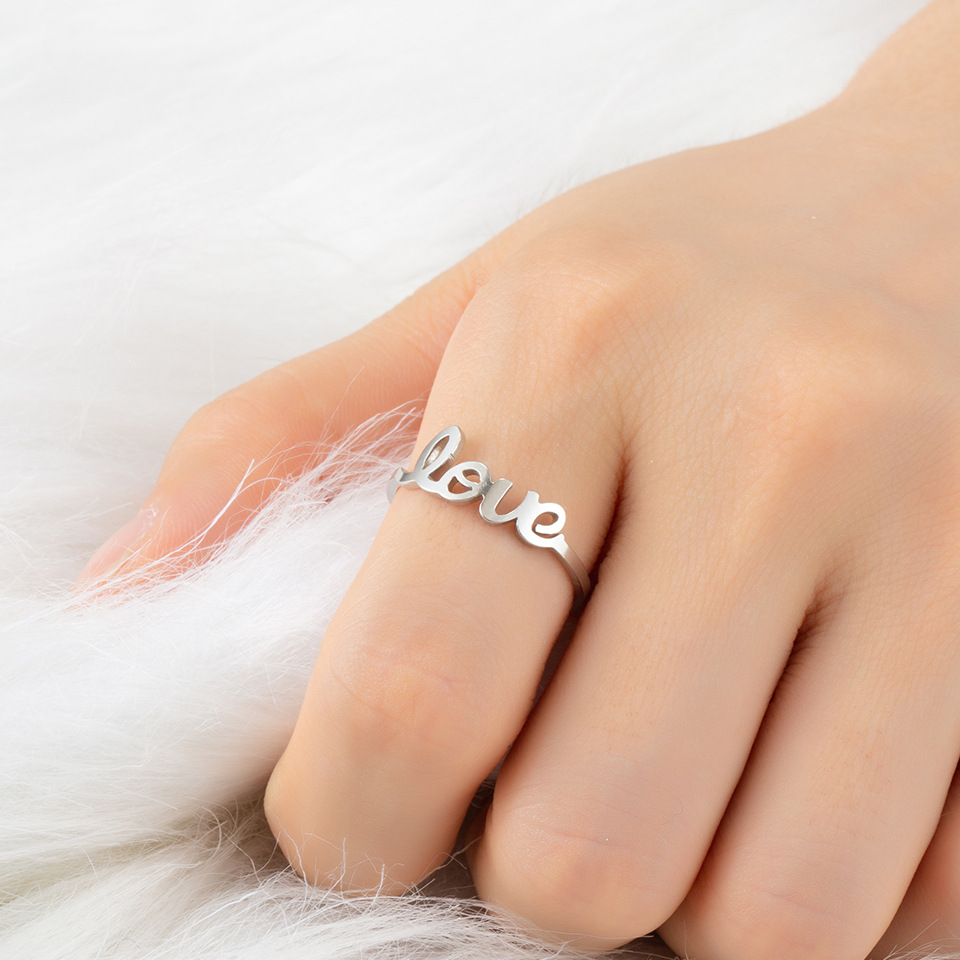 Anillo Abierto De Acero Inoxidable Con Letras A La Moda display picture 4