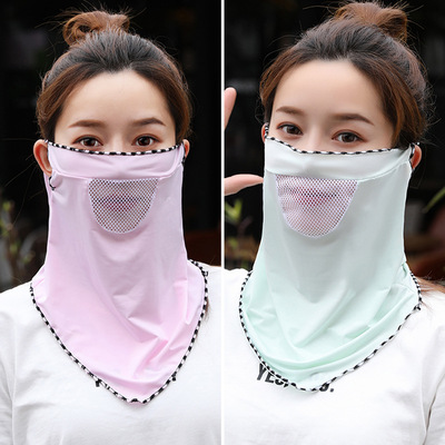 防晒口罩防尘透气面罩女冰丝可水洗遮阳春夏季薄款护颈现货口的罩